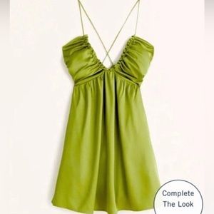 Abercrombie & Fitch green satin mini dress